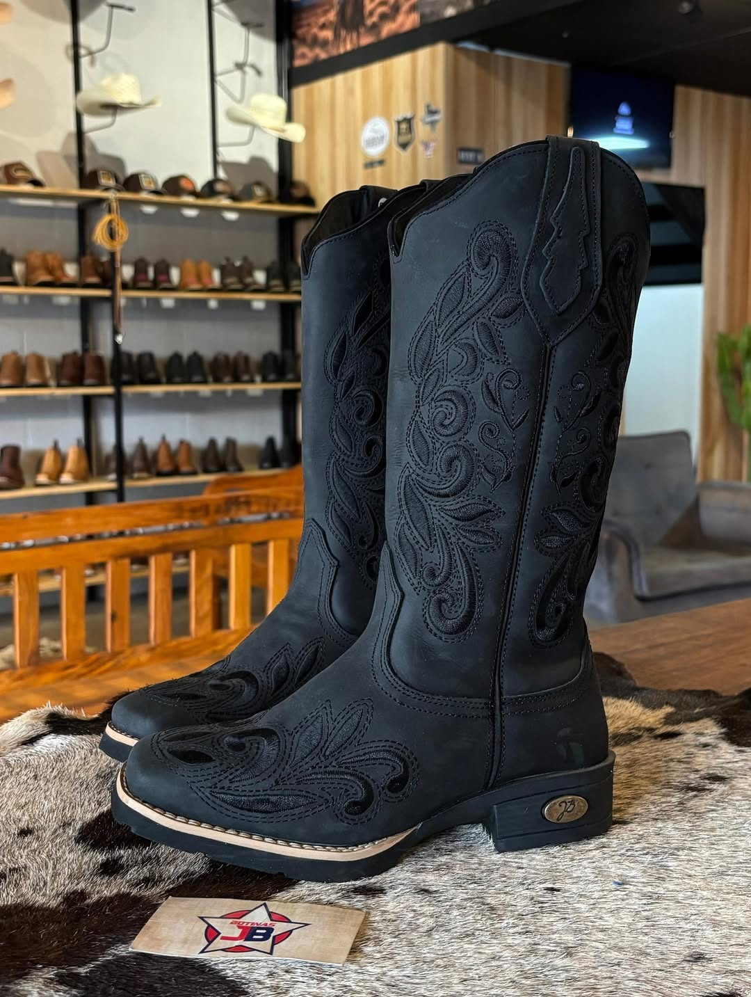 Texan All Black Embroidered Boot