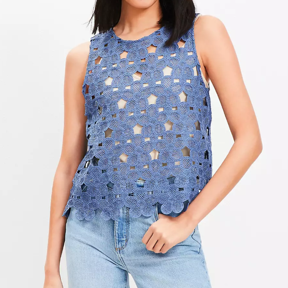 Flower Cutout Crochet Tank Top