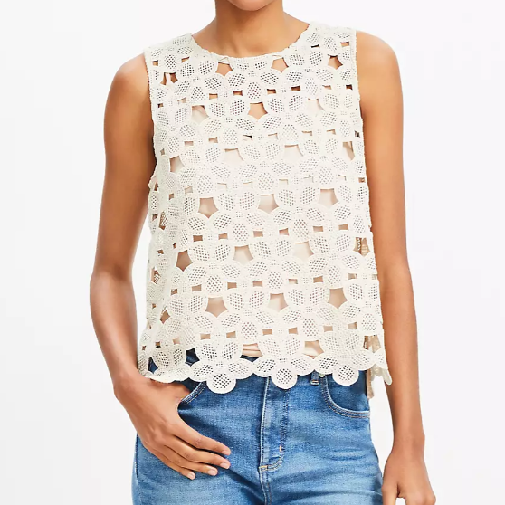 Flower Cutout Crochet Tank Top
