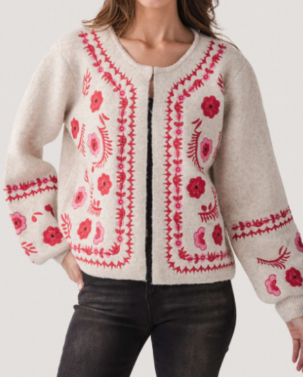 Adorable Embroidered Cardigan