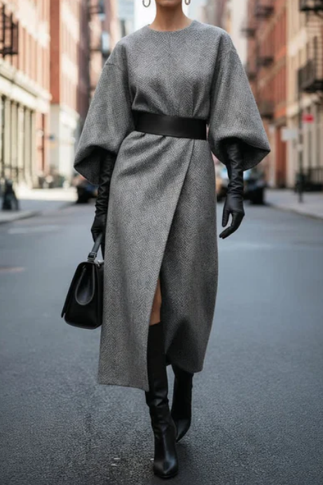 Demure Comfy Warm Midi Dress