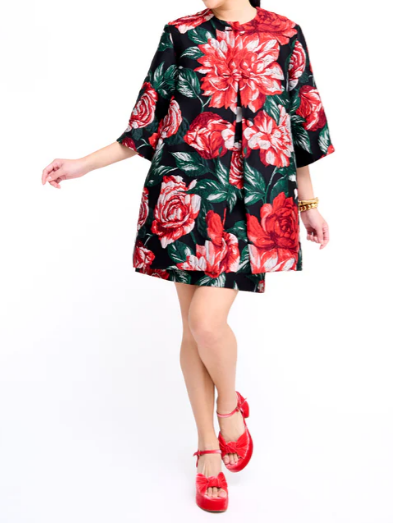 Jacquard Floral Holiday Coat