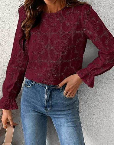 Casual Cut-Out Lace Blouse