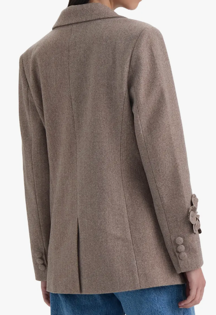 Classy 3D Flower Oatmeal Blazer