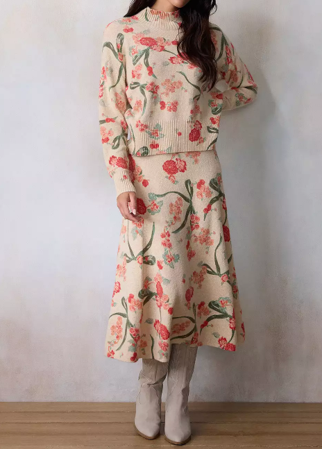 Classy Floral Knit Outfit