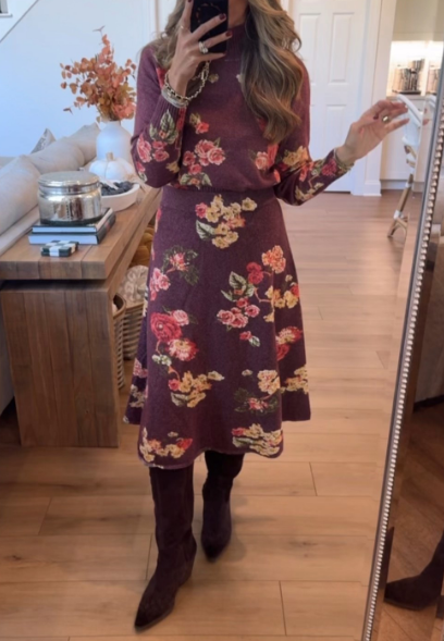 Classy Floral Knit Outfit