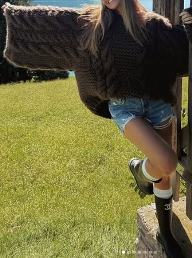 Round Neck Flared Sleeve Loose Sweater