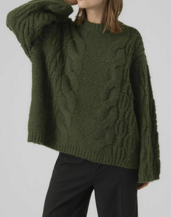 Round Neck Flared Sleeve Loose Sweater
