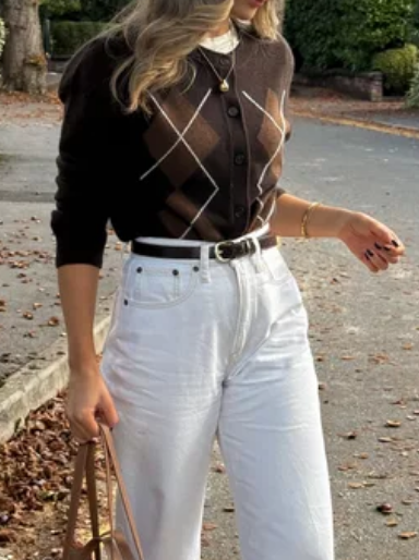 Classic Diamond Pattern Cardigan