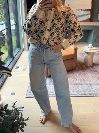 Chic Floral Jacquard Knit Cardigan