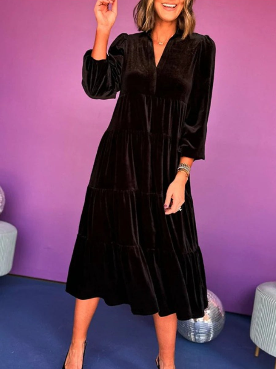 Women's Long Sleeve Velvet Dress