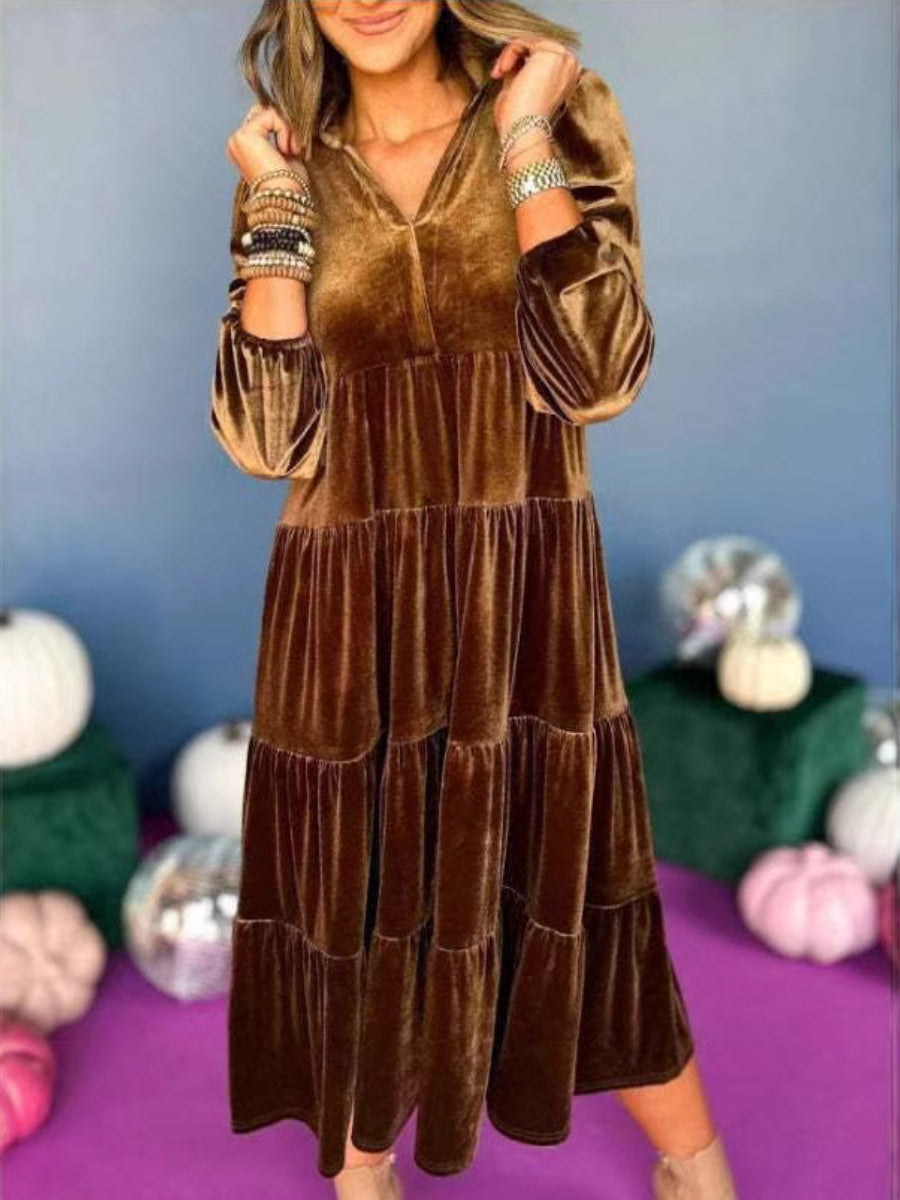 Women's Long Sleeve Velvet Dress