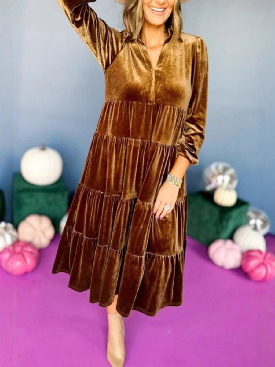 Women's Long Sleeve Velvet Dress
