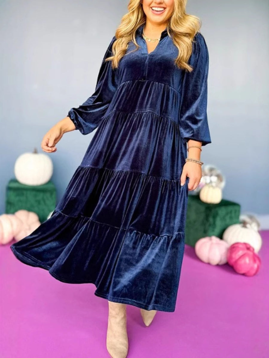Women's Long Sleeve Velvet Dress