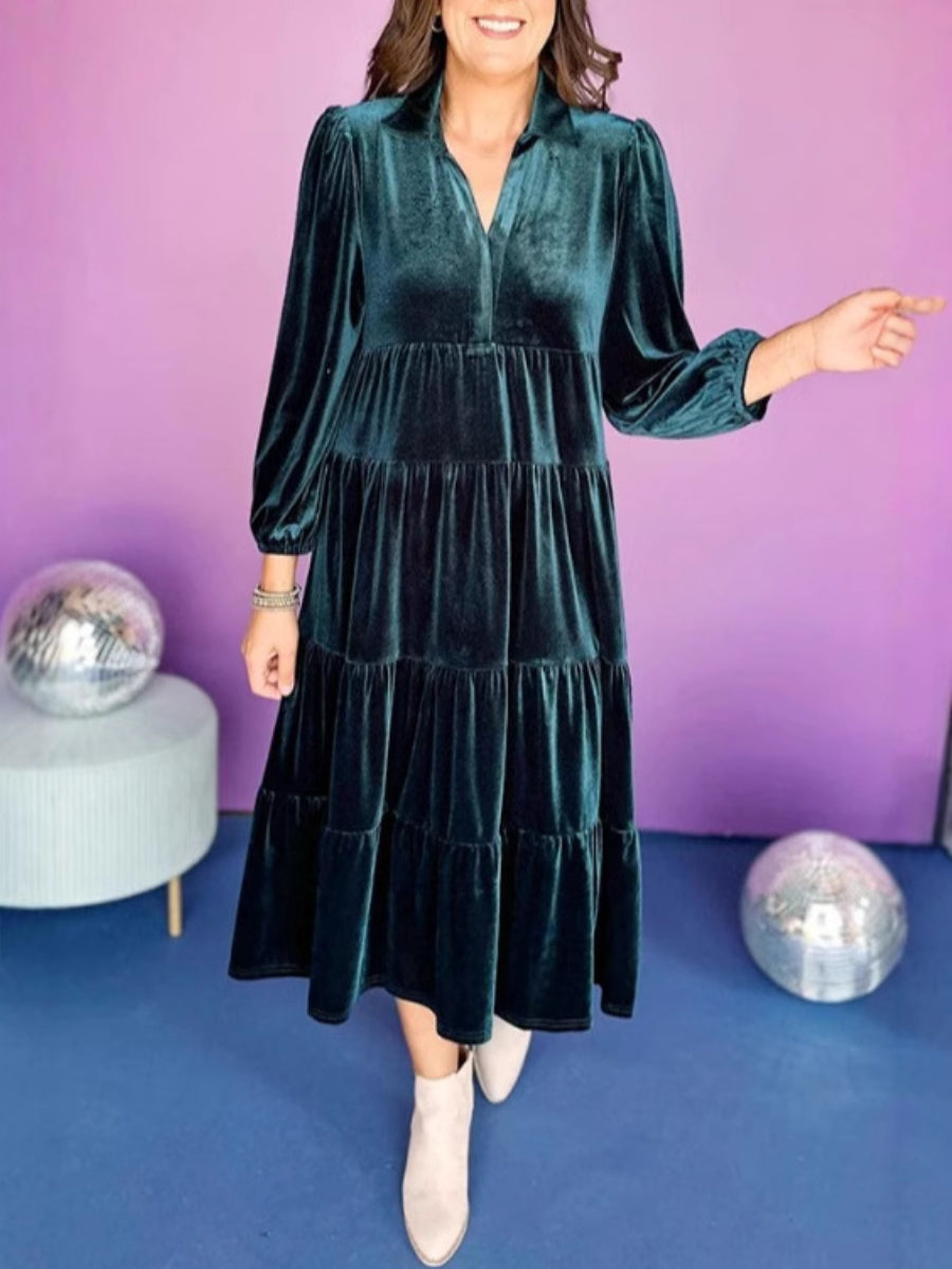 Women's Long Sleeve Velvet Dress