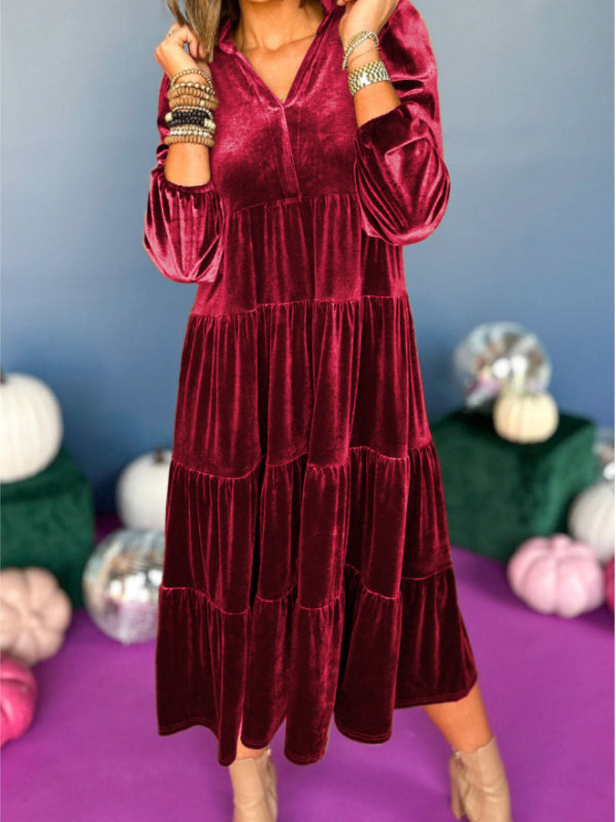 Women's Long Sleeve Velvet Dress