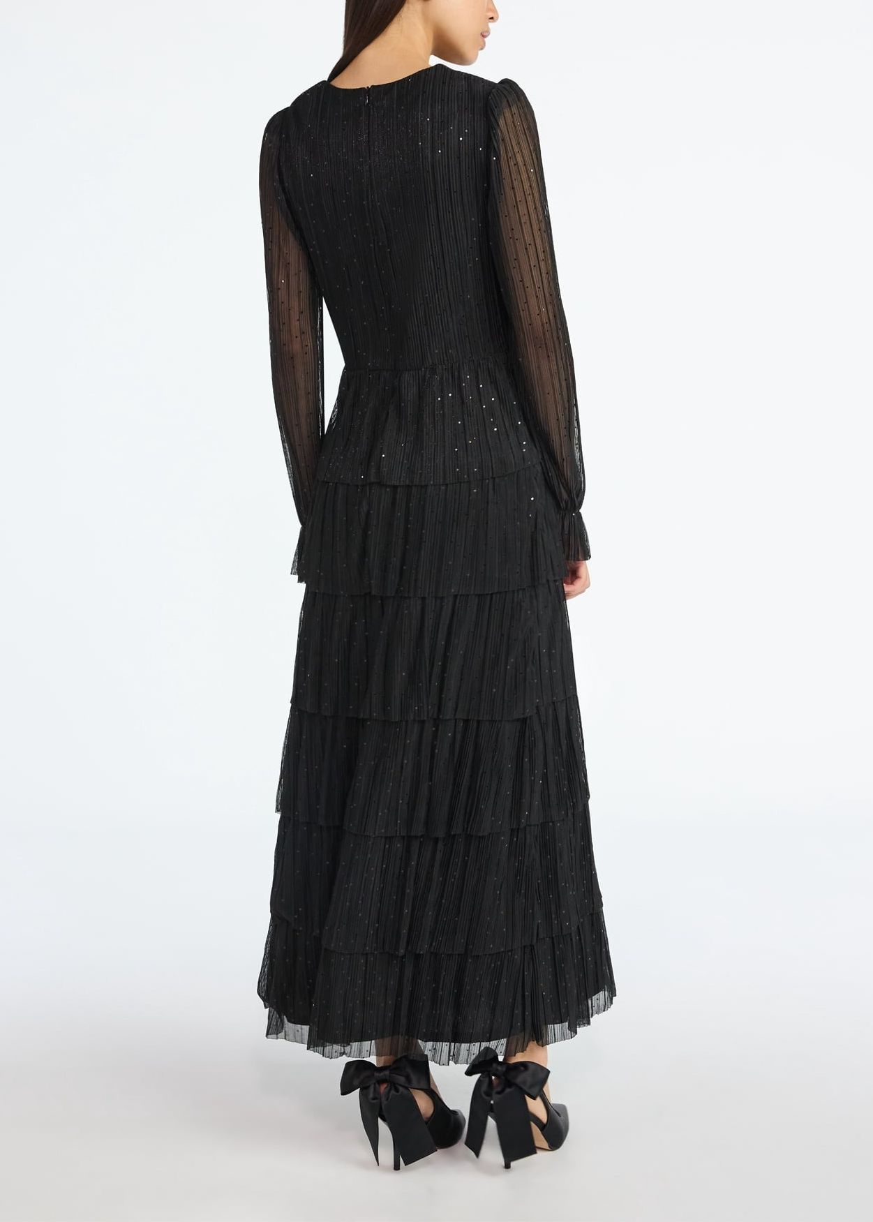 Women's and Women's Plus Glitter Ruffle Maxi Dress