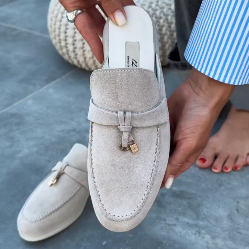 Suede Fringe Half Slippers