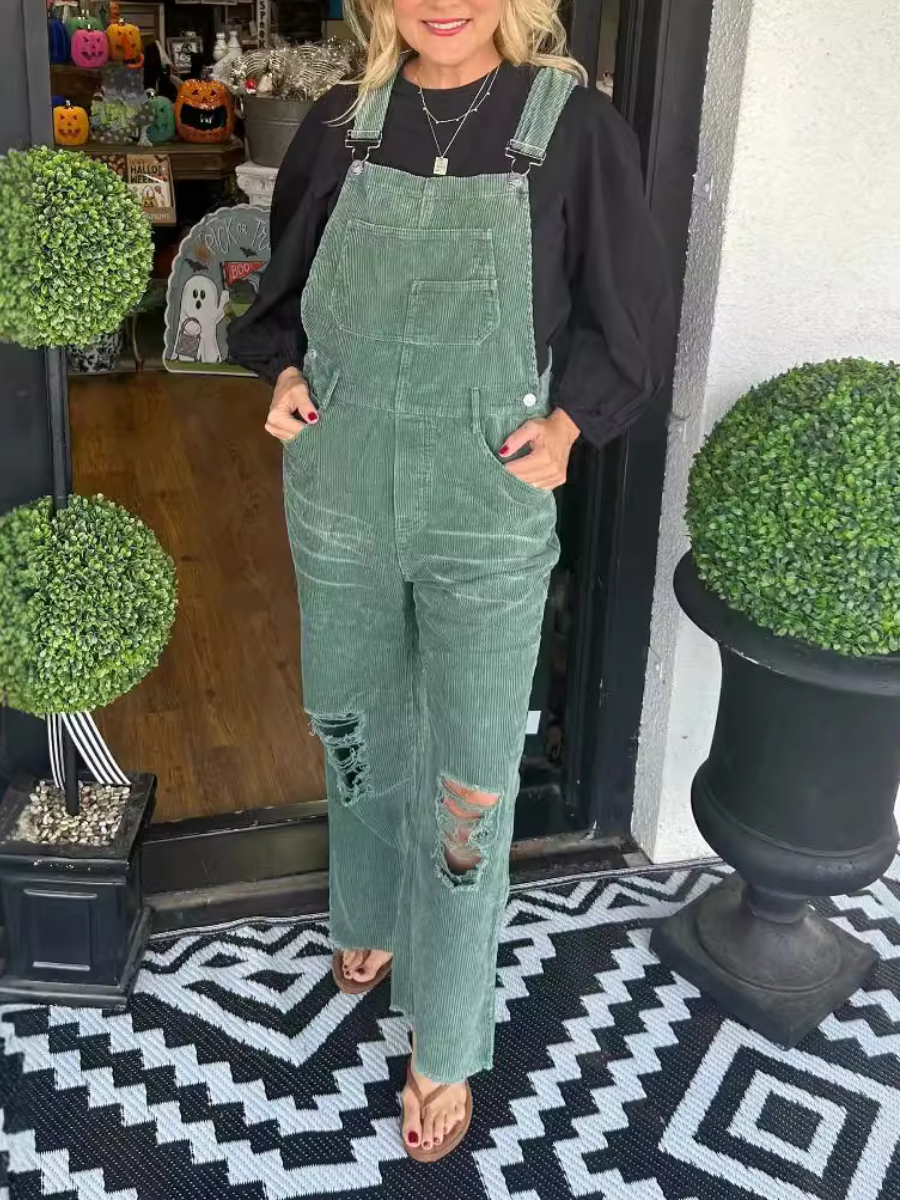 Corduroy Pocket Hole Jumpsuit