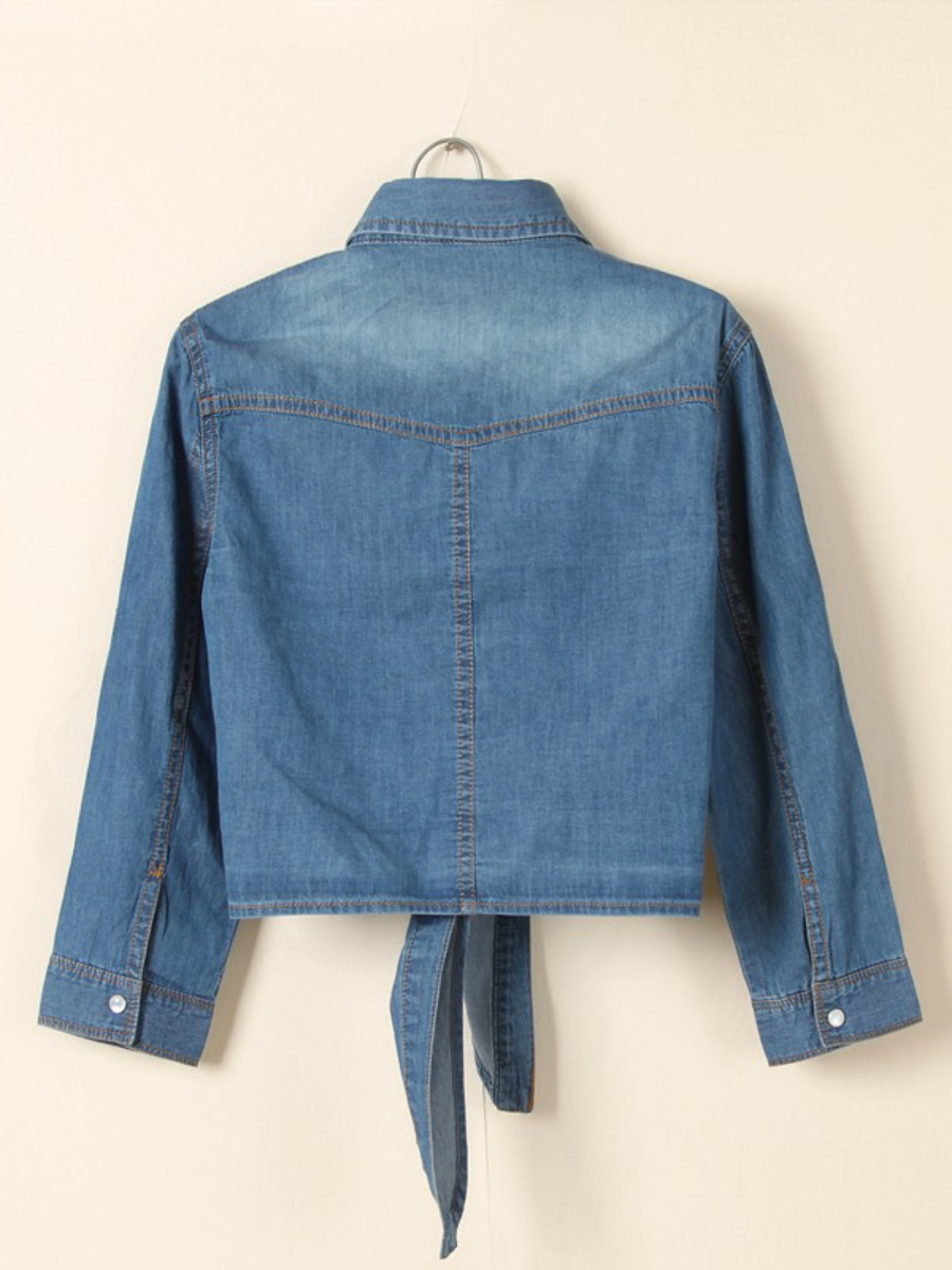 Tie-Knot Denim Blouse