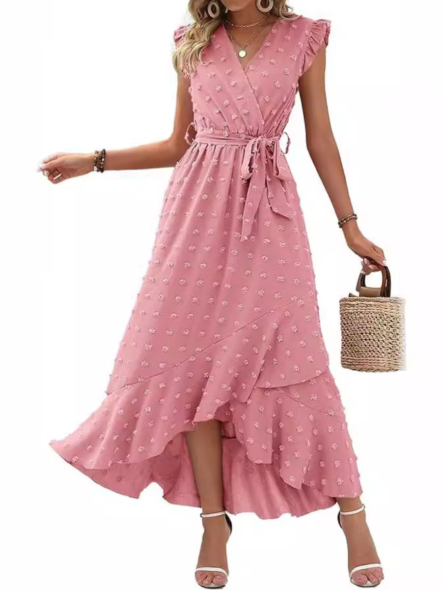 Swiss Dot Boho Flowy Ruffle Dress