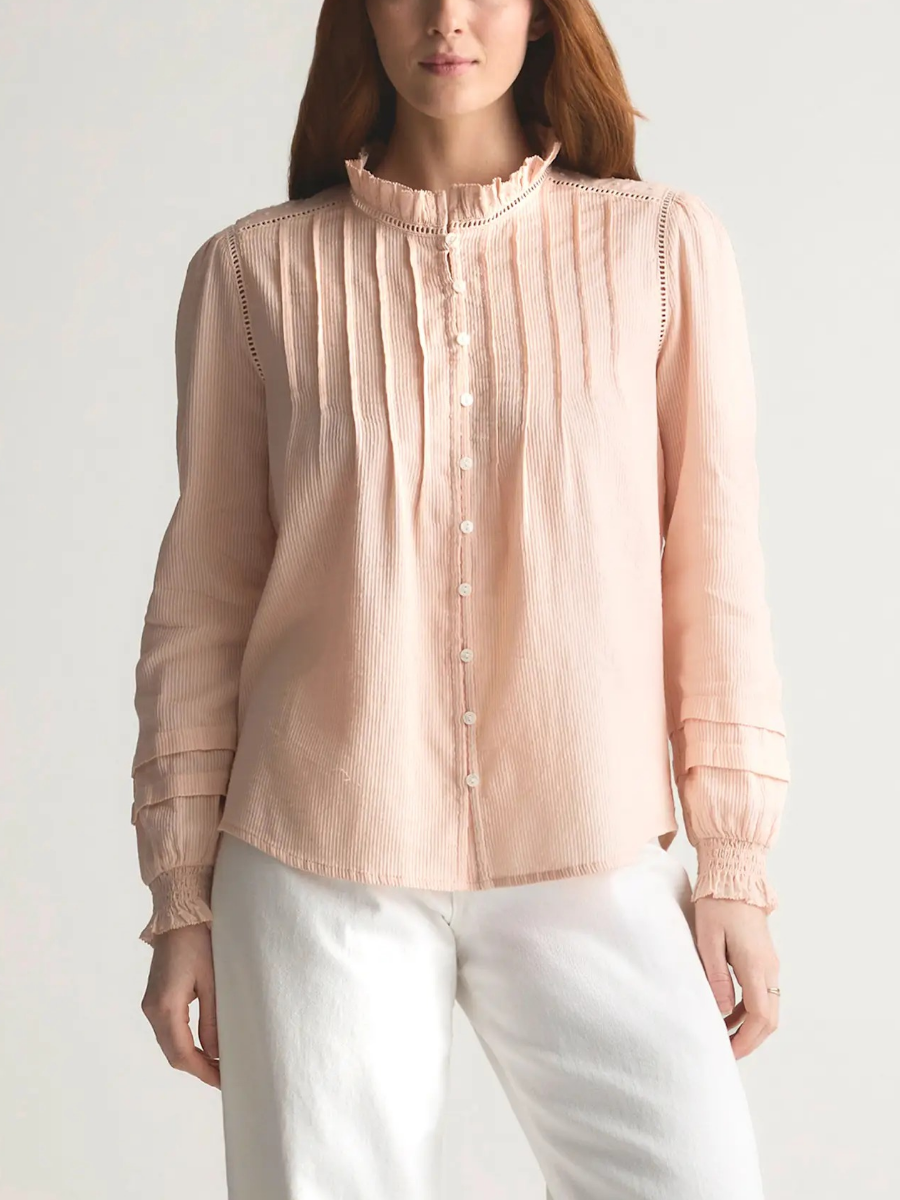 Organic Textured Cotton Peasant Blouse