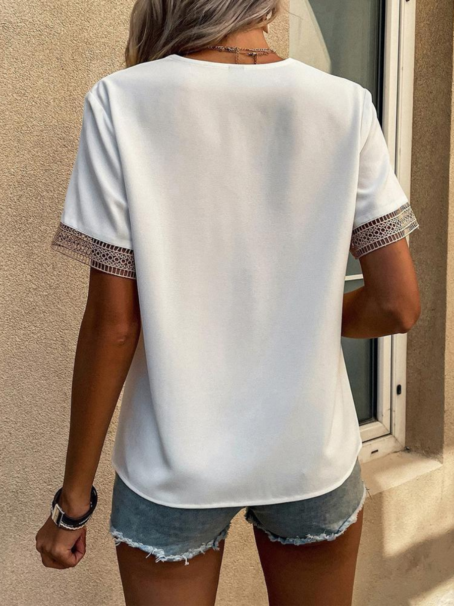 Lace-Trim Short-Sleeve Top
