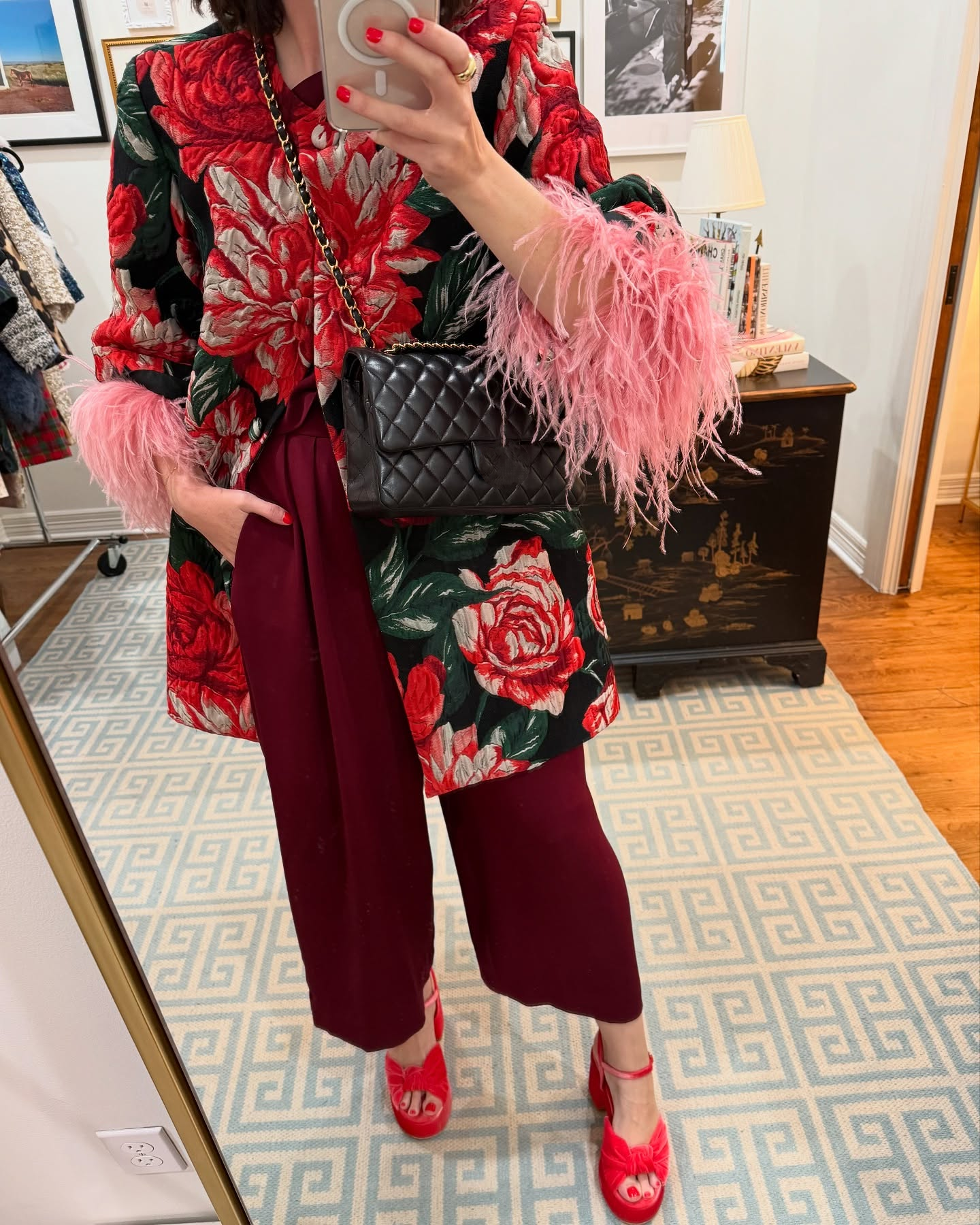 Jacquard Floral Holiday Coat