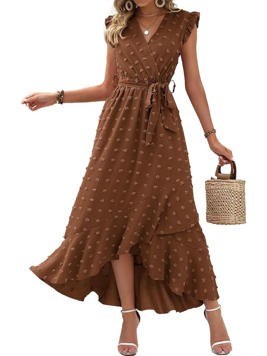 Swiss Dot Boho Flowy Ruffle Dress