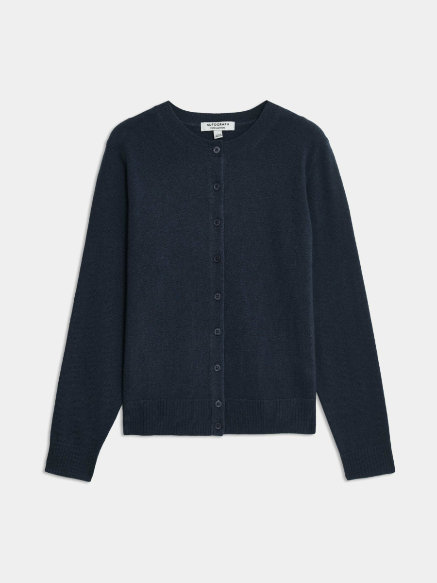 Pure Cashmere Crew Neck Relaxed Cardigan
