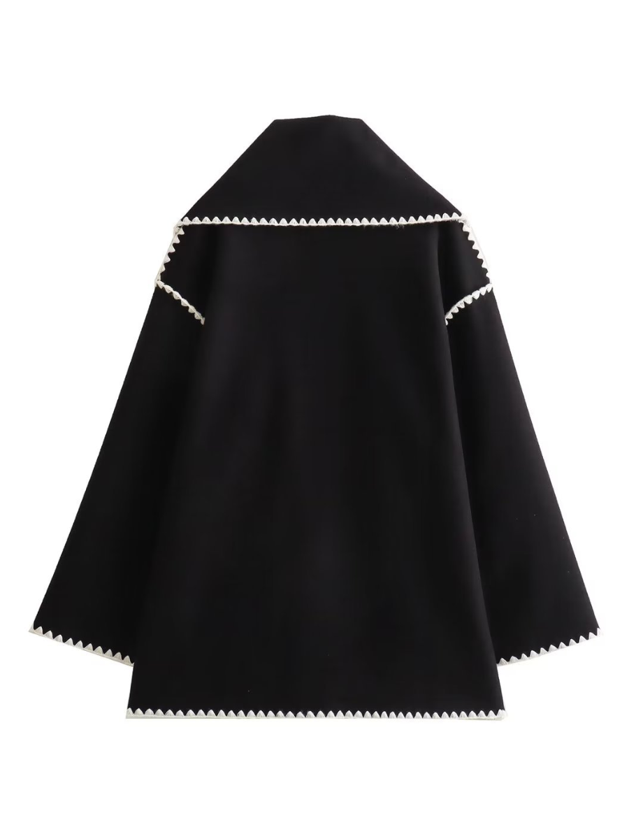 Scarf Embellished Color Clash Jacket