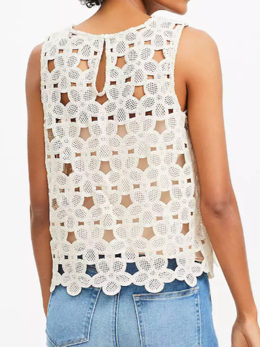 Flower Cutout Crochet Tank Top
