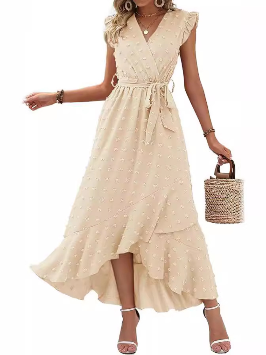 Swiss Dot Boho Flowy Ruffle Dress