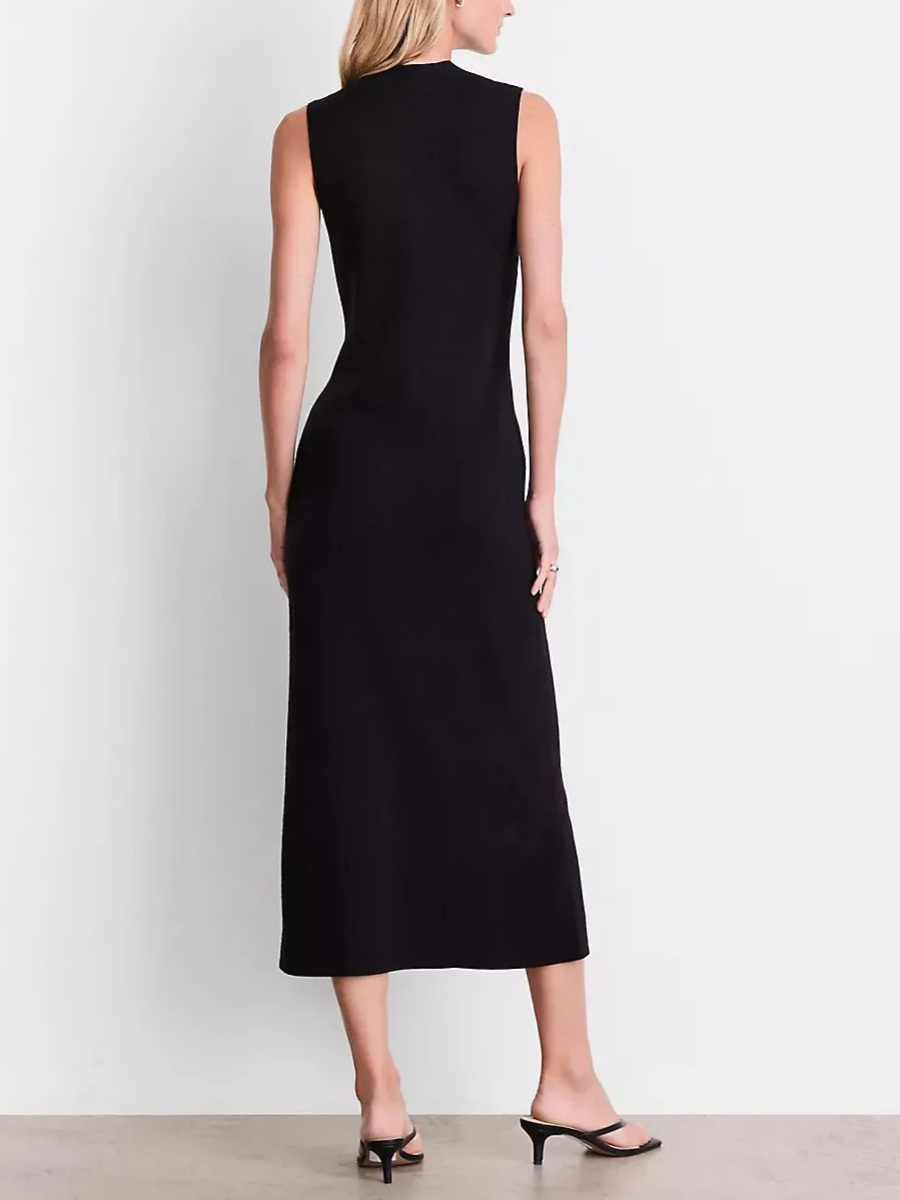 Sleeveless Mock Neck Midi Sweater Dress