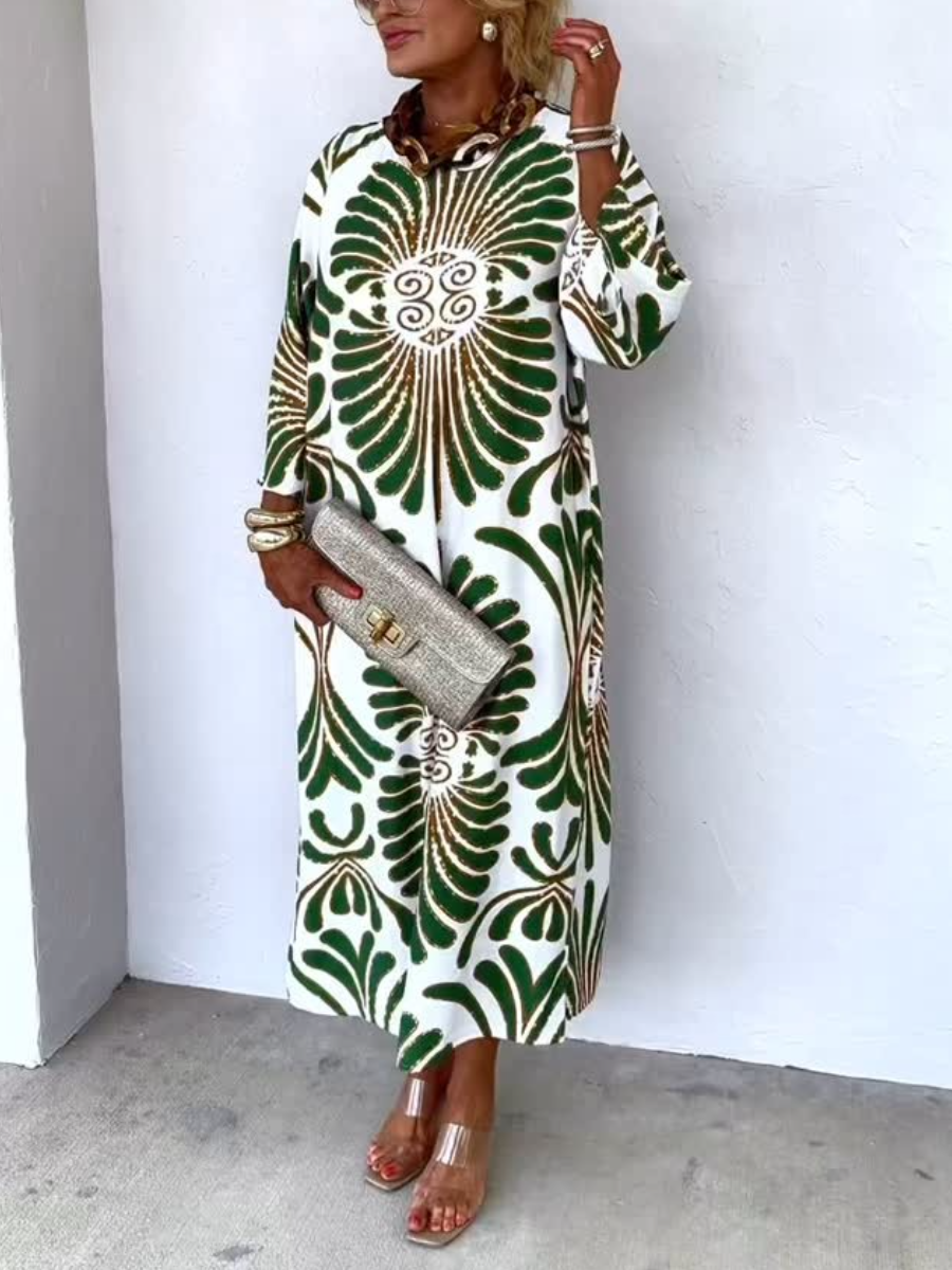 Chic Looose Round Neck Midi Dress