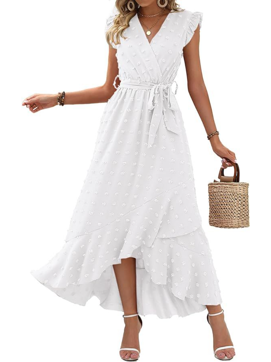 Swiss Dot Boho Flowy Ruffle Dress