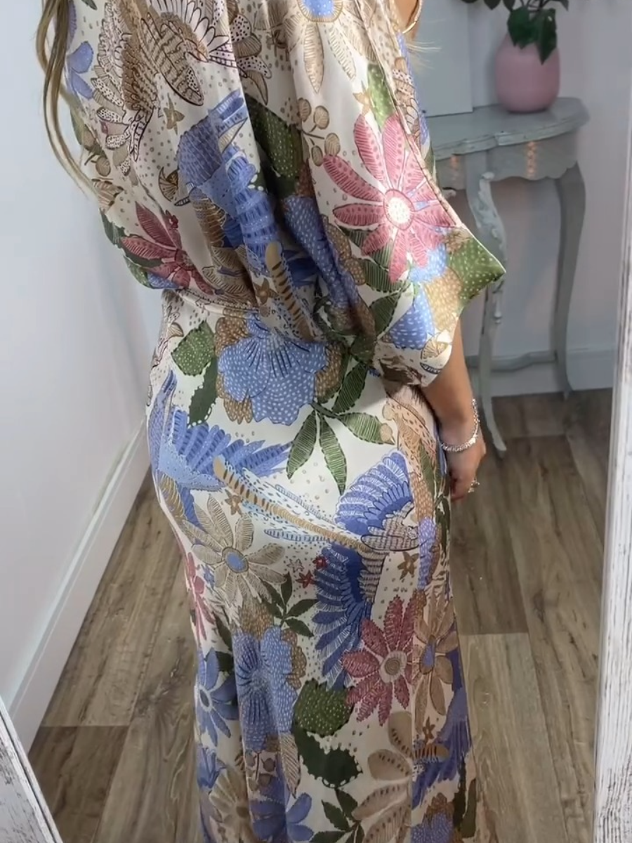 Beautiful Printed Silk Two-Piece Dress