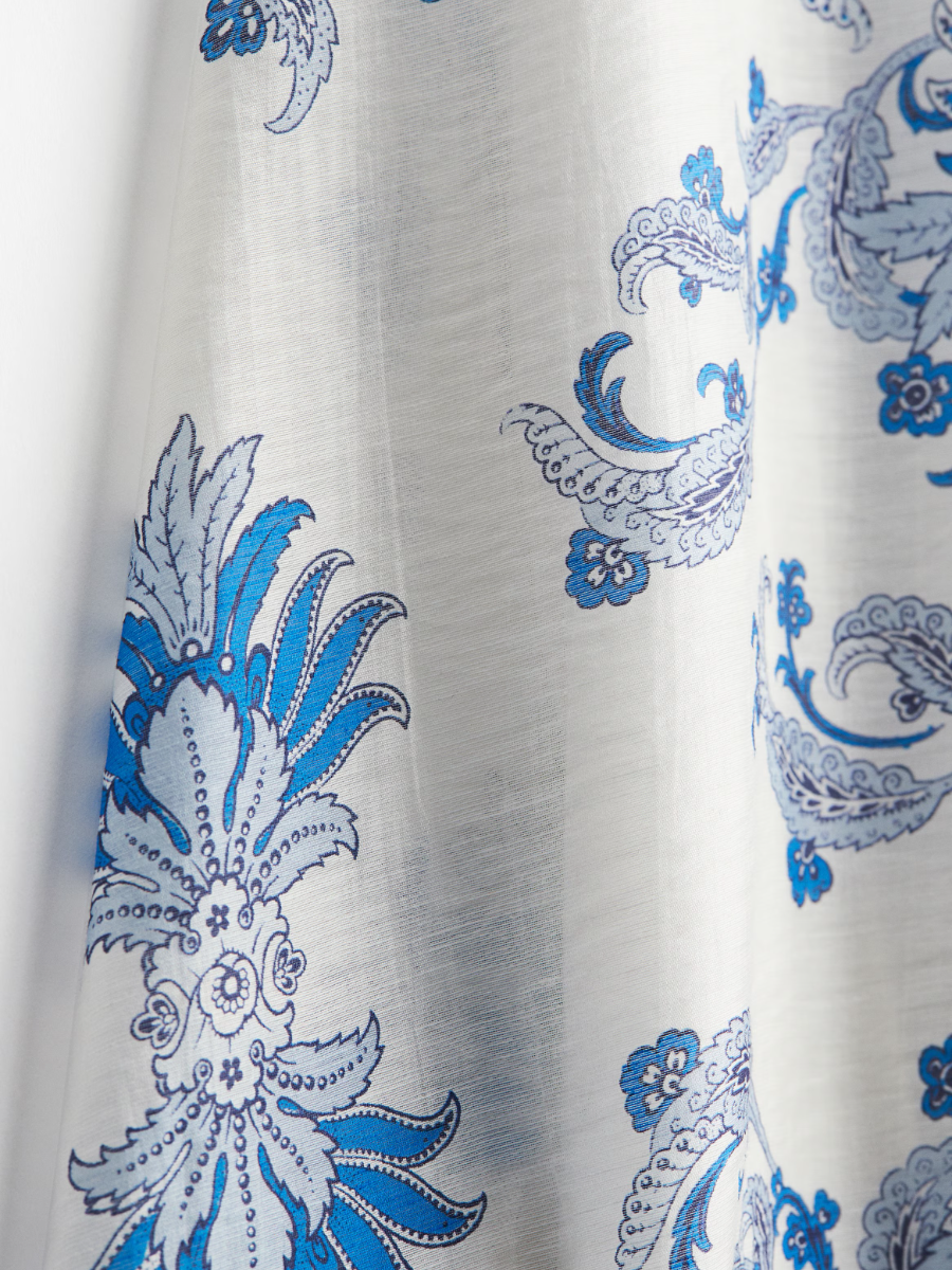 White Paisley Patterned Maxi Skirt