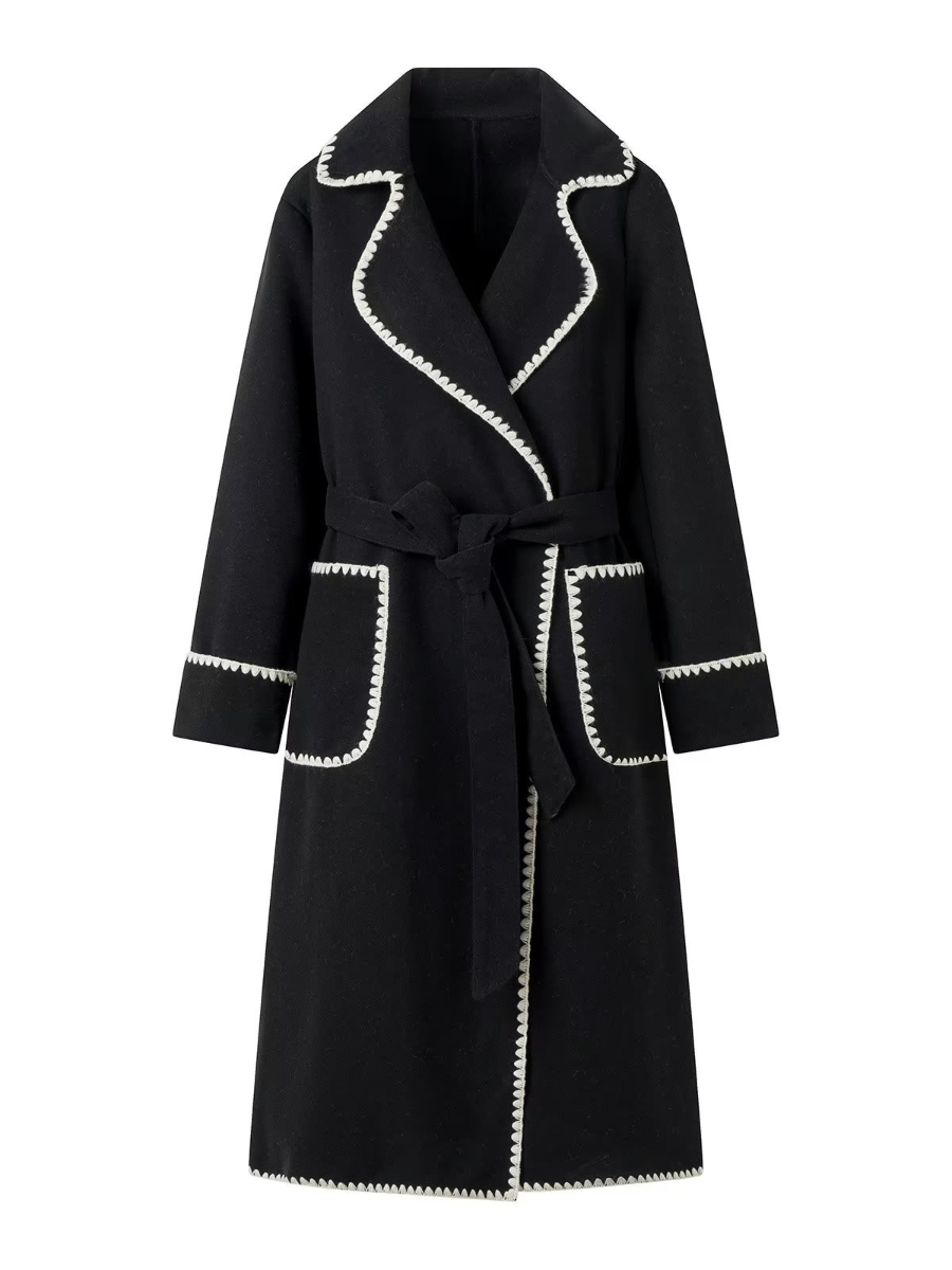 Chic Embroidered Colorblock Coat