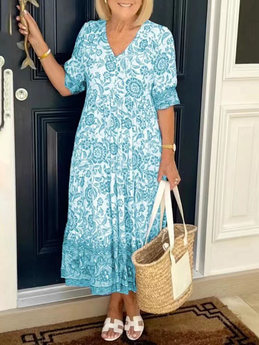 Chic Floral V-Neck Dress